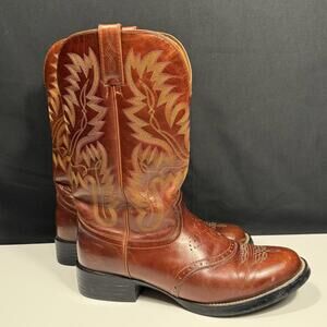 Justin Boots Men's Rich Brown Embroidered Leather Boots